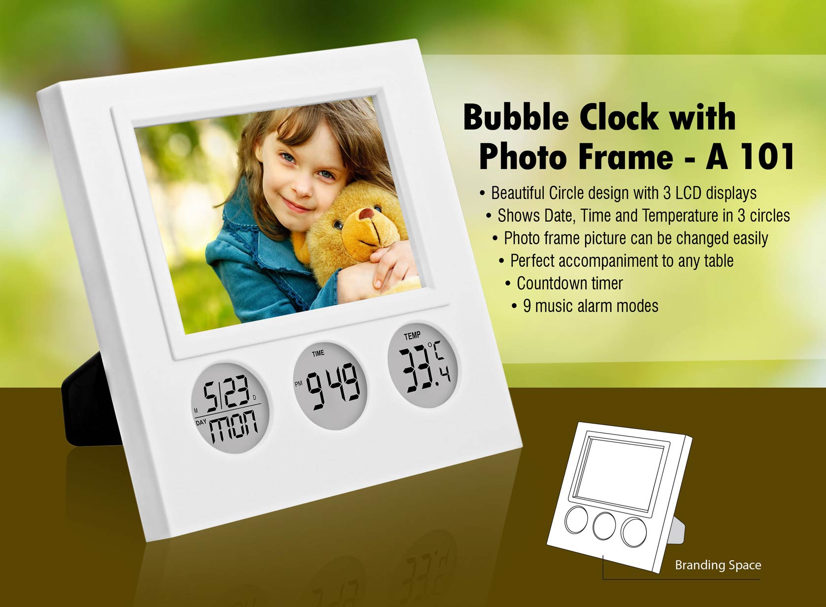 beautiful circle design with 3 lcd photoframe